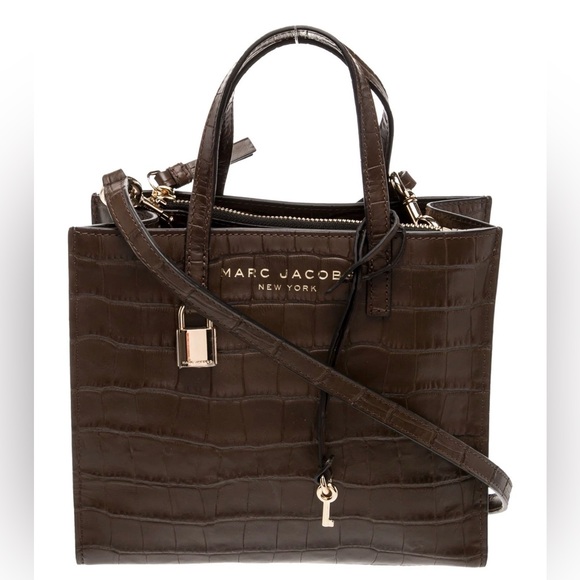 Marc Jacobs Handbags - Marc Jacobs The Grind Mini Tote Croc-Embossed – Dark Brown